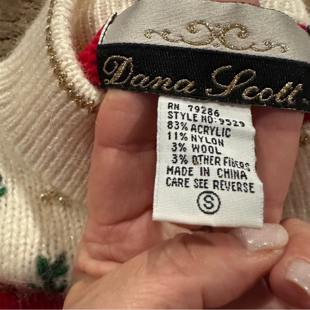 Vintage Dana Scott red embellished ugly Christmas sweater, ladies size small - Picture 5 of 8